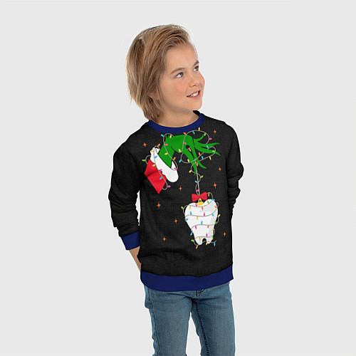 Детский свитшот Гринч похищает у зубной феи / 3D-Синий – фото 3