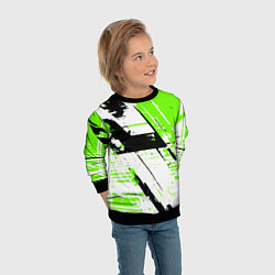 Свитшот детский Diagonal black and green stripes on a white backgr, цвет: 3D-черный — фото 2