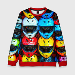 Свитшот детский Шлемы BMX, цвет: 3D-красный