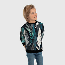 Свитшот детский Перья и листья, цвет: 3D-черный — фото 2