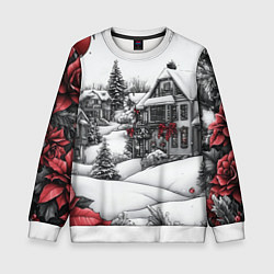 Свитшот детский Бело-красное новогоднее настроение, цвет: 3D-белый