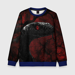 Свитшот детский Черная змея киберпанк, цвет: 3D-синий