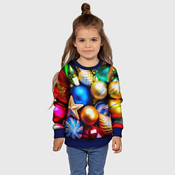 Свитшот детский Новогодние украшения, цвет: 3D-синий — фото 2