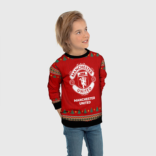 Детский свитшот Manchester United new year / 3D-Черный – фото 3