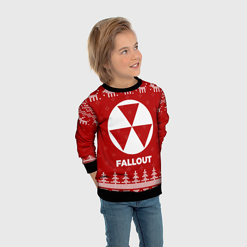 Детский свитшот Новогодний Fallout с оленями / 3D-Черный – фото 3