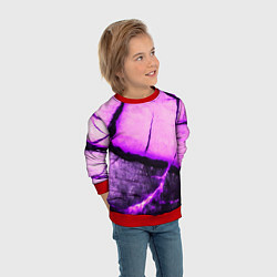 Свитшот детский Трещины на абстрактном фиолетовом фоне, цвет: 3D-красный — фото 2