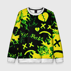 Свитшот детский Lil Peep кислотные автографы, цвет: 3D-белый