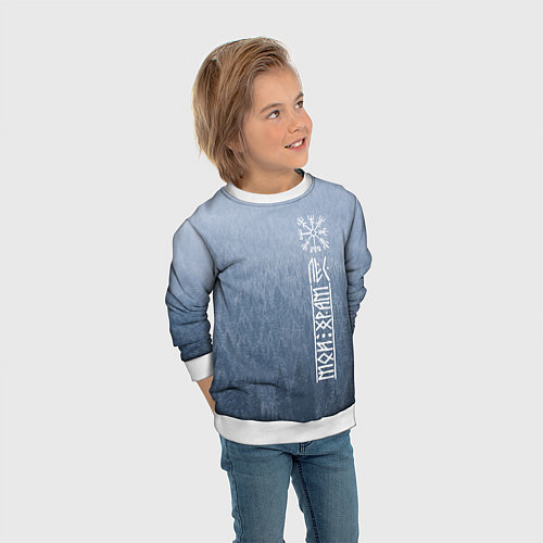 Детский свитшот Обережный компас рун и северный лес / 3D-Белый – фото 3