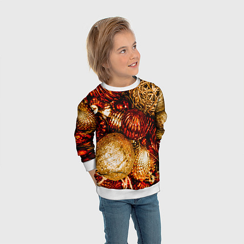 Детский свитшот Новогоднее ёлочное украшение / 3D-Белый – фото 3