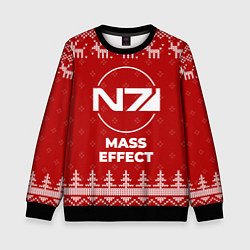Свитшот детский Новогодний Mass Effect с оленями, цвет: 3D-черный