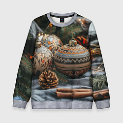 Детский свитшот Новогодние шары и шишки