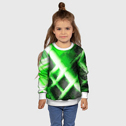 Свитшот детский Зелёная сеть на чёрном фоне, цвет: 3D-белый — фото 2