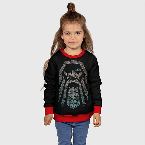 Детский свитшот Верховный Один и шлем ужаса / 3D-Красный – фото 4