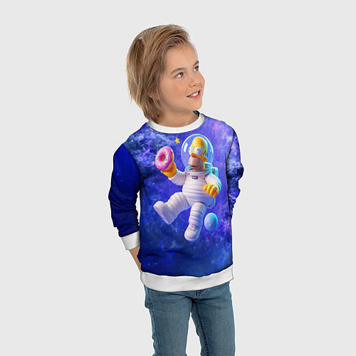Детский свитшот Homer Simpson is a brave astronaut / 3D-Белый – фото 3