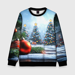 Детский свитшот Новогодние елки и шар