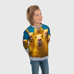 Свитшот детский Желтые капибары, цвет: 3D-меланж — фото 2