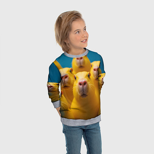 Детский свитшот Желтые капибары / 3D-Меланж – фото 3