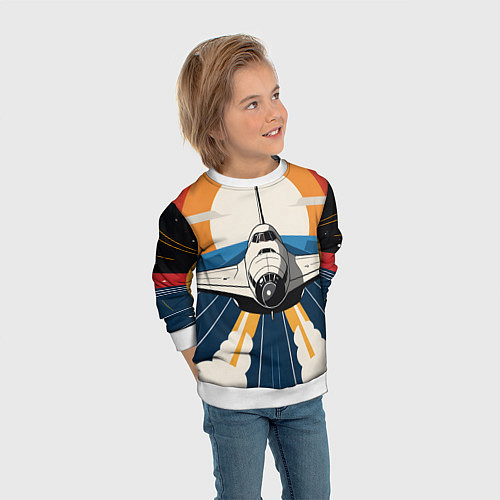 Детский свитшот Скоростной ретро самолет / 3D-Белый – фото 3