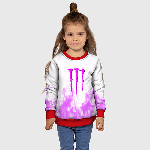 Детский свитшот Monster energy neon flame / 3D-Красный – фото 4