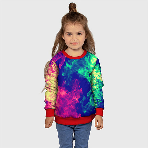 Детский свитшот Огненный стиль текстура / 3D-Красный – фото 4