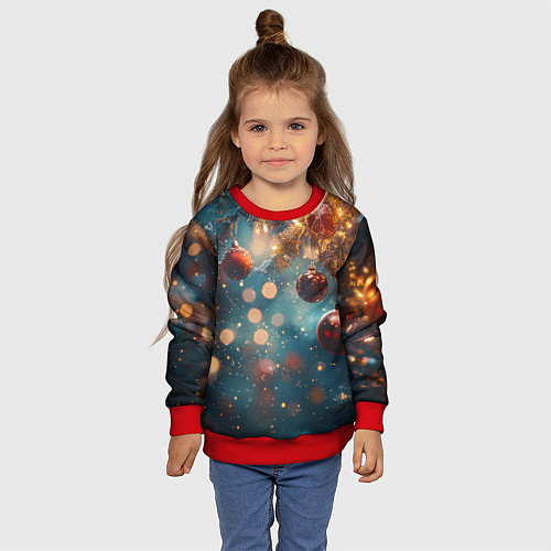 Детский свитшот Новый год боке стиль / 3D-Красный – фото 4