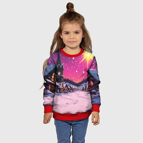 Детский свитшот Закат рождества / 3D-Красный – фото 4