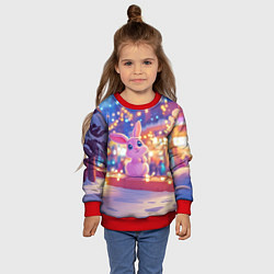 Свитшот детский Новогодняя зайка, цвет: 3D-красный — фото 2