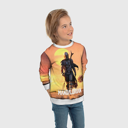 Детский свитшот Идущий мандалорец / 3D-Белый – фото 3