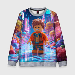 Свитшот детский Roblox в неоновом городе, цвет: 3D-меланж