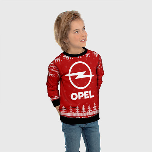 Детский свитшот Новогодний Opel с оленями / 3D-Черный – фото 3
