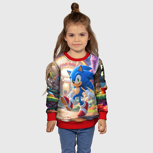 Детский свитшот Sonic фантастический мир / 3D-Красный – фото 4