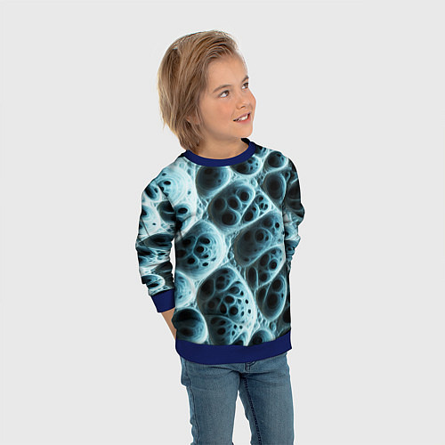 Детский свитшот Белая пористая структура / 3D-Синий – фото 3