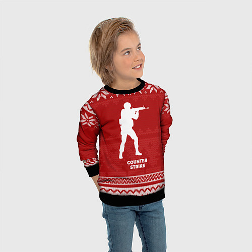 Детский свитшот Новогодний Counter Strike / 3D-Черный – фото 3