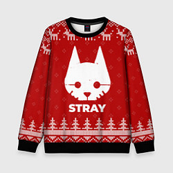 Свитшот детский Новогодний Stray с оленями, цвет: 3D-черный