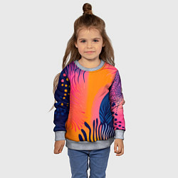 Свитшот детский Векторная абстракция с растениями - нейросеть, цвет: 3D-меланж — фото 2