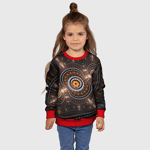 Детский свитшот Психоделкиа узоров / 3D-Красный – фото 4