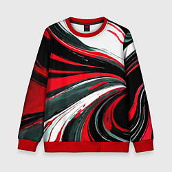 Детский свитшот Волнистые чёрно-красные линии на белом фоне
