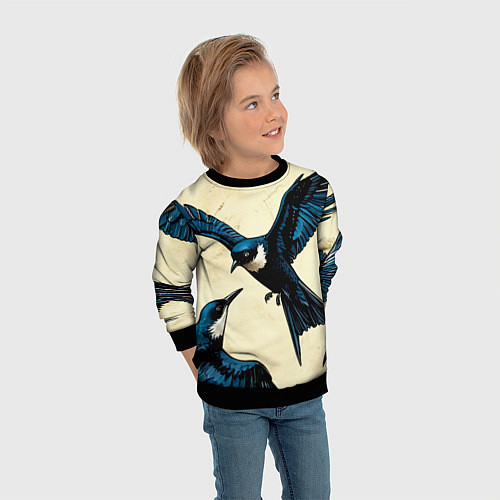 Детский свитшот Ласточки / 3D-Черный – фото 3