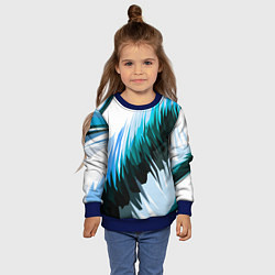 Свитшот детский Чёрно-синие острые полосы на белом фоне, цвет: 3D-синий — фото 2