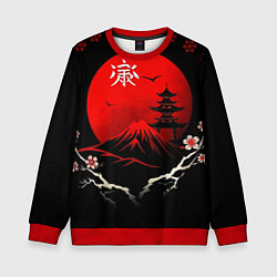 Свитшот детский Japan red black nature, цвет: 3D-красный
