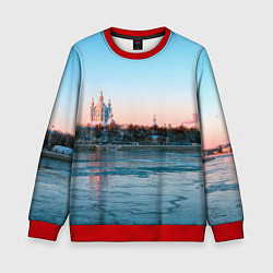 Свитшот детский Смольный собор в Санкт-Петербурге, цвет: 3D-красный