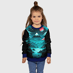 Свитшот детский Коллаж из природы Японии, цвет: 3D-синий — фото 2