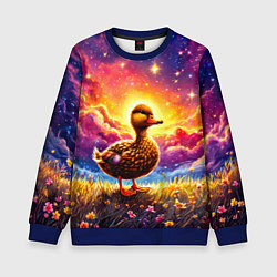 Свитшот детский Космическая уточка, цвет: 3D-синий