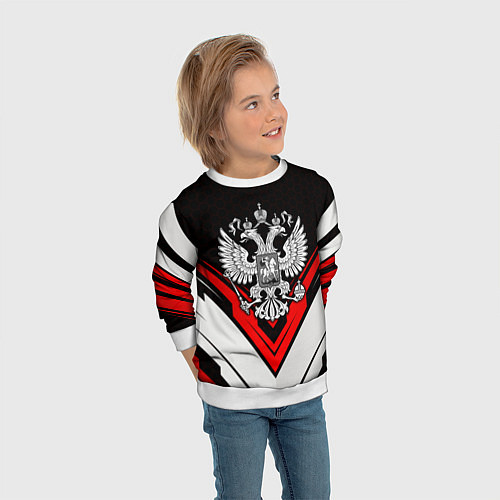 Детский свитшот Герб России - униформа / 3D-Белый – фото 3
