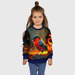 Свитшот детский Снегирь в огне, цвет: 3D-синий — фото 2