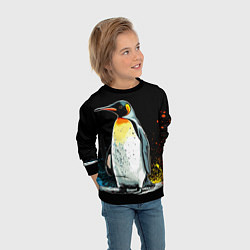 Свитшот детский Пингвин на черном, цвет: 3D-черный — фото 2