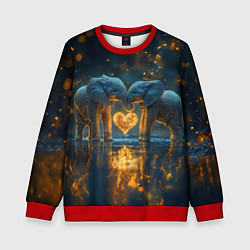 Свитшот детский Влюбленные слоны, цвет: 3D-красный