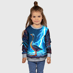 Свитшот детский Гусь и разряд молнии, цвет: 3D-меланж — фото 2
