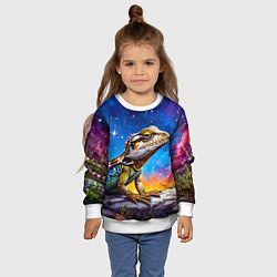 Свитшот детский Ящерица в космосе, цвет: 3D-белый — фото 2
