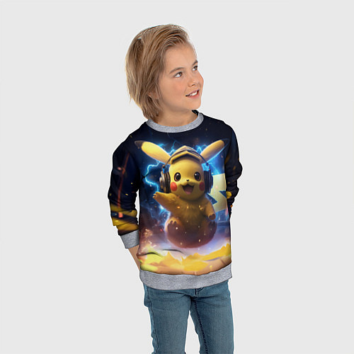 Детский свитшот Пикачу диджей / 3D-Меланж – фото 3